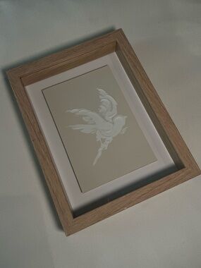 NWT - HOBBY LOBBY Beige Deep Framed Print with White Bird Detail